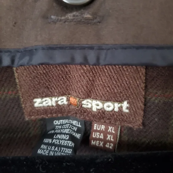 Zara Short Cotton Trench Car Coat Jacket Chocolate Brown Men's Size XL - Picture 7 of 14